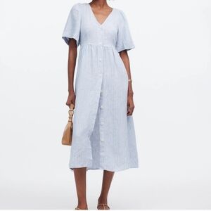 Madewell Cassie Button-Front Midi Dress in Linen
